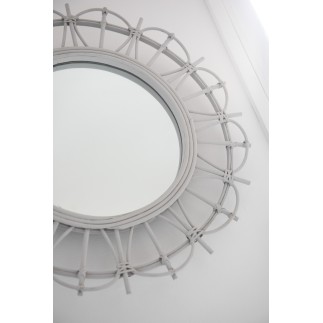 Miroir rond en bois blanc 60x3x60 cm