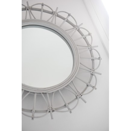 Miroir rond en bois blanc 60x3x60 cm