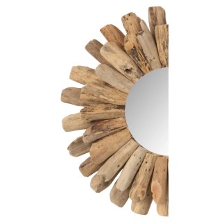 Miroir rond en bois naturel D.42 cm