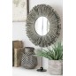 Miroir rond sur socle en Raphia gris 41x9x51 cm