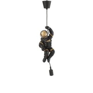 Lampe suspendue astronaute en résine noir 19x16x37 cm