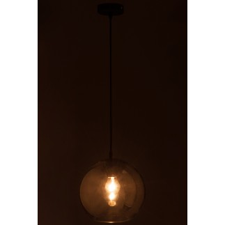 Lampe boule suspendue en verre argent 25x25x210 cm