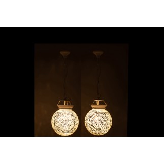 Set de 2 lampes suspendues en verre blanc 16x16x75 cm