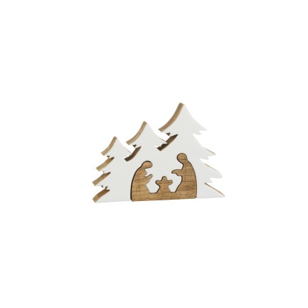 Crèche puzzle sapin en bois blanc 25x18x4 cm