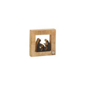 Crèche carrée en bois noir 15.5*15.5*3.5cm