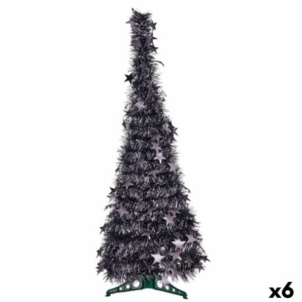 Albero di Natale in antracite con ghirlanda 38 x 38 x 105 cm (6 unità)