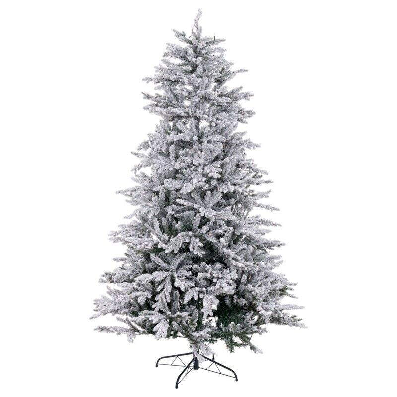 Sapin de Noël Blanc Vert PVC Métal Polyéthylène Enneigé 180 cm