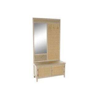 Meuble d'Entrée Home ESPRIT Naturel Rotin Bois de paulownia Miroir 92 x 40 x 181 cm