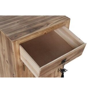 Mesita de Noche Home ESPRIT Negro Natural Madera de abeto Madera MDF 45 x 34 x 66 cm