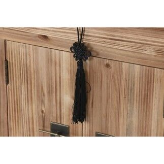 Mesita de Noche Home ESPRIT Negro Natural Madera de abeto Madera MDF 45 x 34 x 66 cm