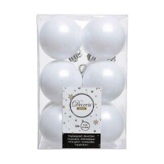 Bolas de Navidad Decoris 12 Unidades Blanco Plástico Ø 6 cm