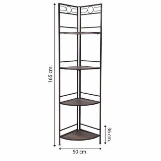 Estantería de Esquina Alexandra House Living Negro Dorado Metal Madera MDF 36 x 165 x 50 cm