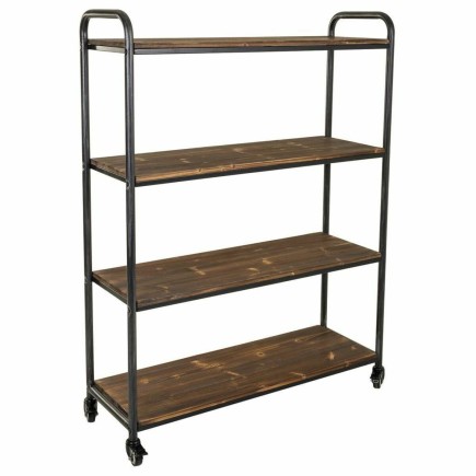 Estantería Alexandra House Living Marrón Gris Madera Metal 34 x 129 x 98 cm Con ruedas