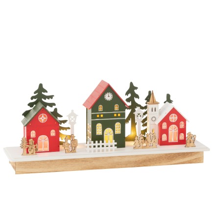 Village de Noël décoratif en bois multicolore 44*12*18cm