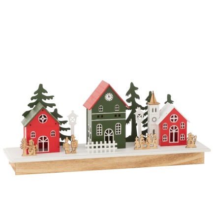 Village de Noël décoratif en bois multicolore 44*12*18cm