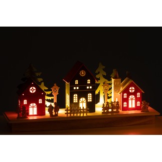 Village de Noël décoratif en bois multicolore 44*12*18cm