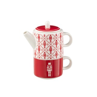 Théière avec tasse en céramique rouge 28.5*9.5*18.5 cm