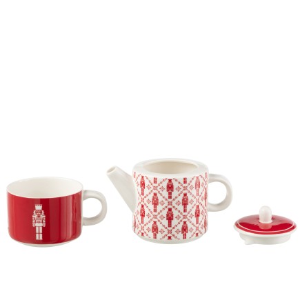 Théière avec tasse en céramique rouge 28.5*9.5*18.5 cm