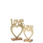 Coeur love sur socle bois en aluminium doré 14.5x5x21 cm