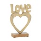 Coeur love sur socle bois en aluminium doré 14.5x5x21 cm