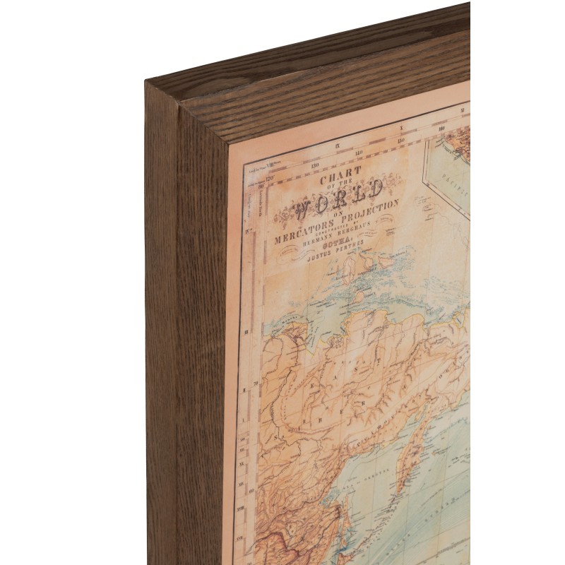 Carte mappemonde avec led en bois marron 175*4.5*116 cm