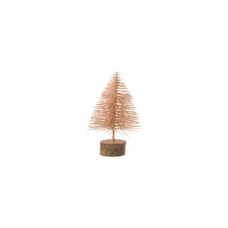 Sapin de Noël décoratif en plastique rose doré 10x10x15 cm