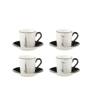 Service de 4 tasses en céramique noir 11.2*11.2*6 cm