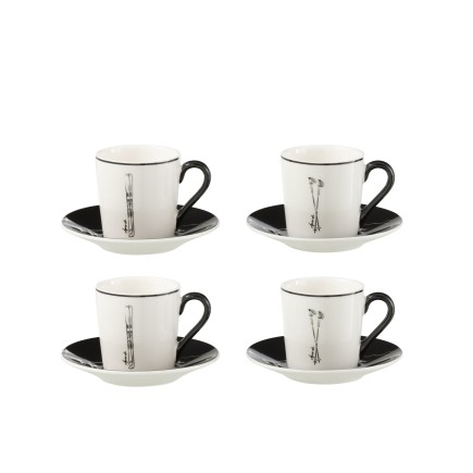 Service de 4 tasses en céramique noir 11.2*11.2*6 cm