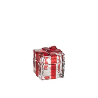 Boite cadeau en verre rouge 8.5*8.5*9 cm