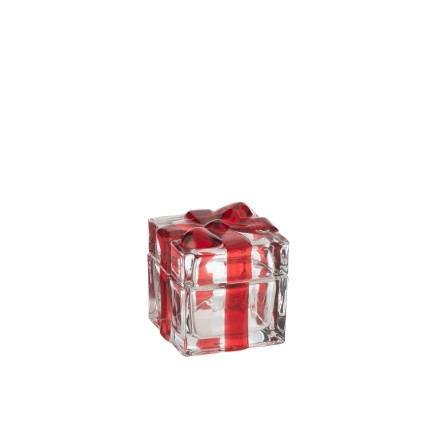 Boite cadeau en verre rouge 8.5*8.5*9 cm