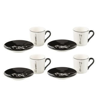 Service de 4 tasses en céramique noir 11.2*11.2*6 cm