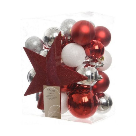 Boules de Noël Decoris 33 Pièces Rojo/Blanco