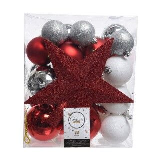 Boules de Noël Decoris 33 Pièces Rojo/Blanco