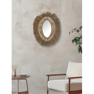 Miroir Ovale Tressé en Herbes Naturelles 74*100cm - Charme Naturel pour Votre Décor