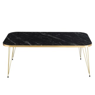 TABLE BASSE MDF/MET NOIR/OR