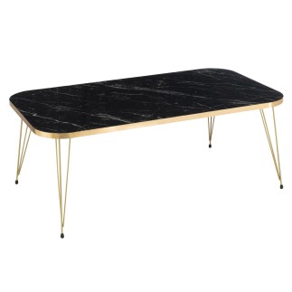 TABLE BASSE MDF/MET NOIR/OR