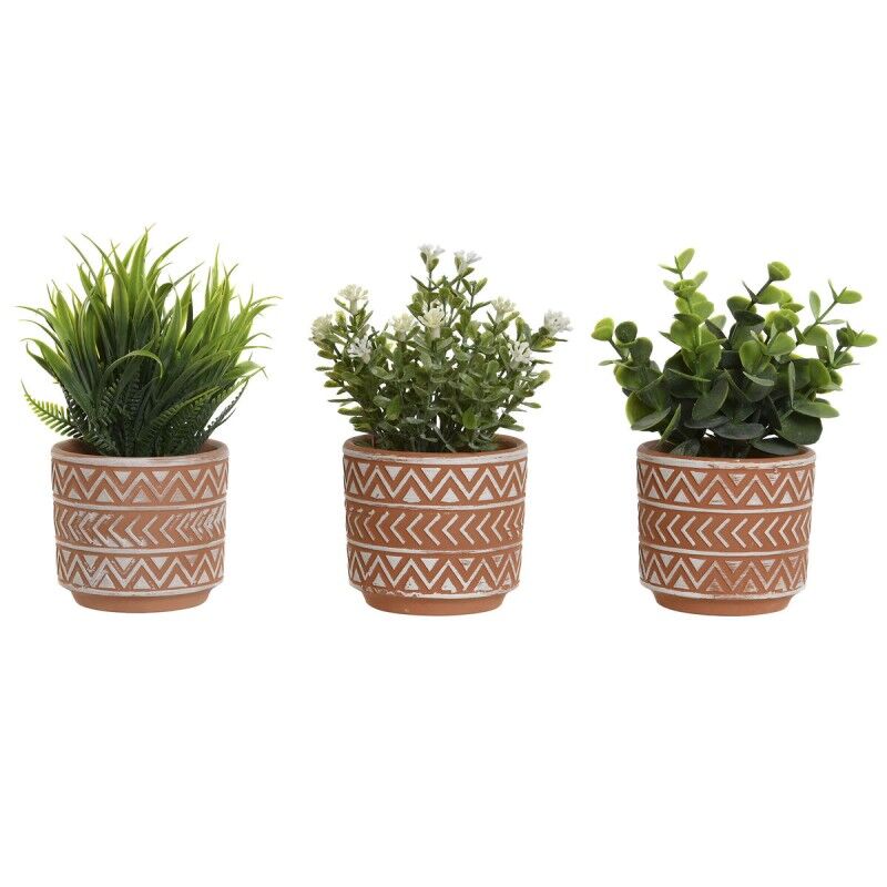 Plante décorative Home ESPRIT Polyéthylène Ciment 12 x 12 x 17 cm (3 Unités)