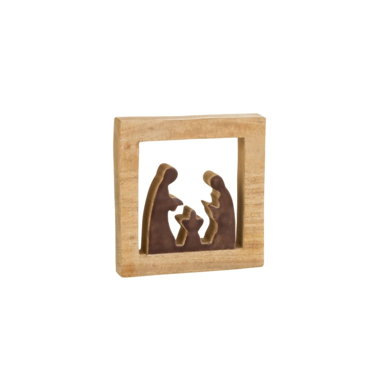 Crèche en bois marron 15.5x15.5x3.5 cm