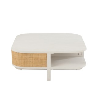 Mesa de centro con almacenamiento de la gama Milo en madera blanca de 85x85x36 cm.