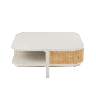 Table basse avec rangements gamme milo en bois blanc 85x85x36 cm