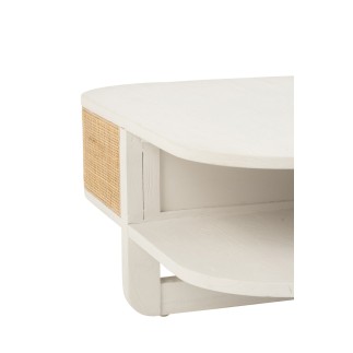 Table basse avec rangements gamme milo en bois blanc 85x85x36 cm