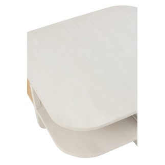 Table basse avec rangements gamme milo en bois blanc 85x85x36 cm