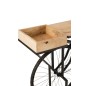 Console vélo en bois et métal noir 185x36x85.5 cm