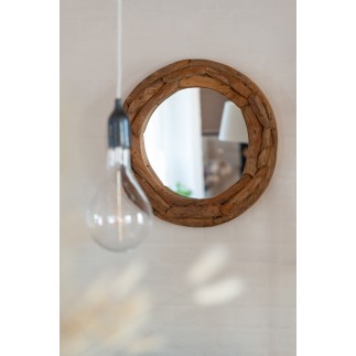 Miroir rond avec cadre bois D60cm