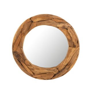 Miroir rond avec cadre bois D60cm