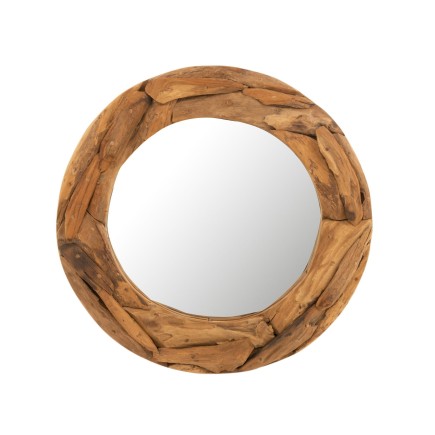 Miroir rond avec cadre bois D60cm