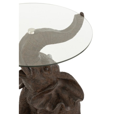 Table pied éléphant en résine marron 50.5x48x63 cm