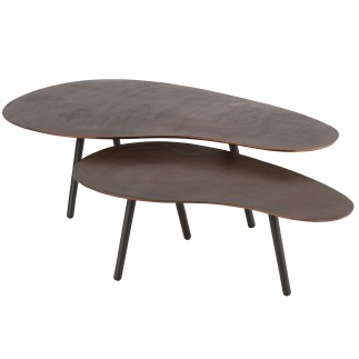 Table de salon en aluminium marron 119x71.5x36.5 cm