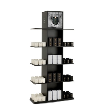 Expositor para velas perfumadas de madera negra 100x40x216.5 cm