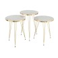 Set de 3 tables de salon en bois blanc et doré H48 à 56 cm